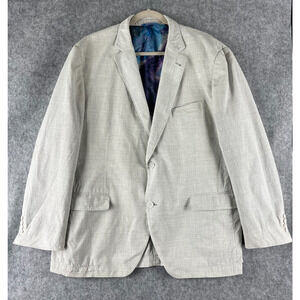 Kroon Blazer Sport Coat Mens 42R Gray Plaid Cotton Linen Crinkle Unstructured